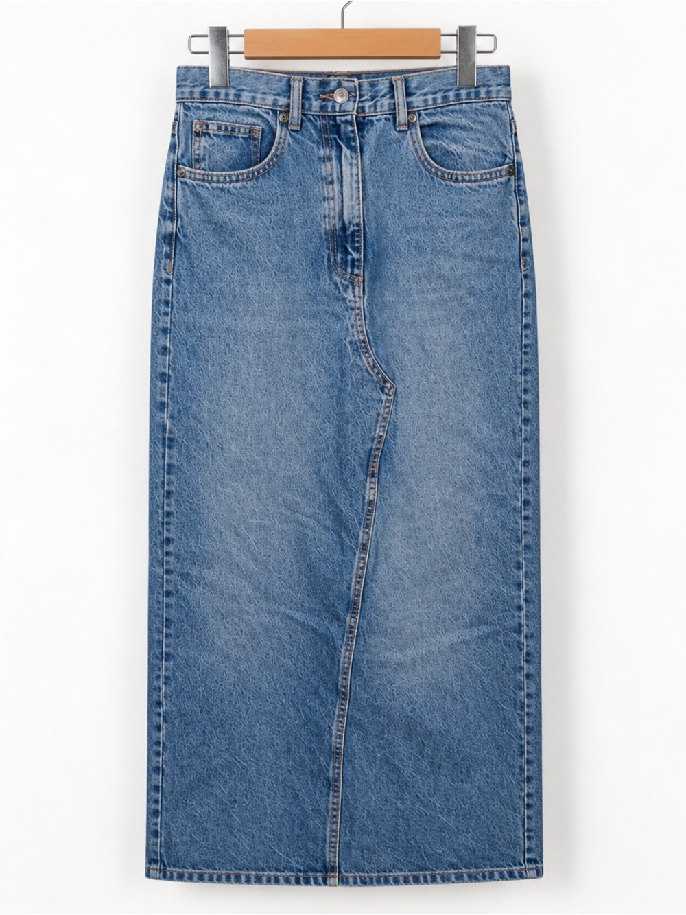 Zara Low Rise Denim Maxi Skirt | S